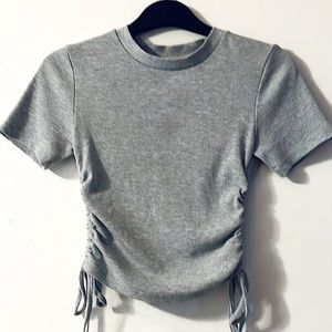 GB Fashion London Ruched Top Crop Top Tee Gray Size Small Juniors